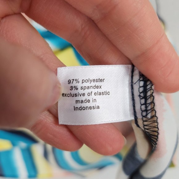 Lane Bryant Shirt Women 14 Pink Blue Colorful Striped Belted Satin Blouse Career - Picture 8 of 11